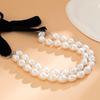Women Pearl Bowknot Necklace Choker Elegant Ribbon Black Sweet Y2K Jewelry Adjustable