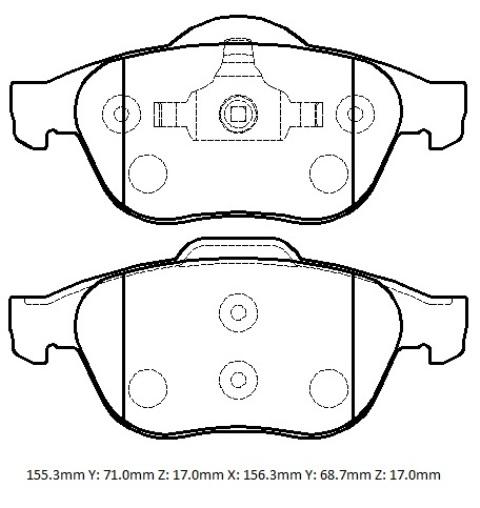 For Renault Megane 2 2003 2009 Front Brake Pad Wireless Disc 155,3X71X17 156,3X68,7X17 Fmk