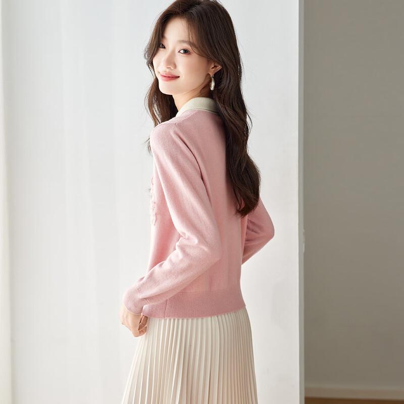 Женский кардиган из чистой шерсти с цветочной вышивкой бисером