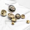6Pcs 10-28 Mm Golden Gold Metal Buttons Garment Coat Sewing Accessories Buttons For Clothing Crafts Black Point Oil Button