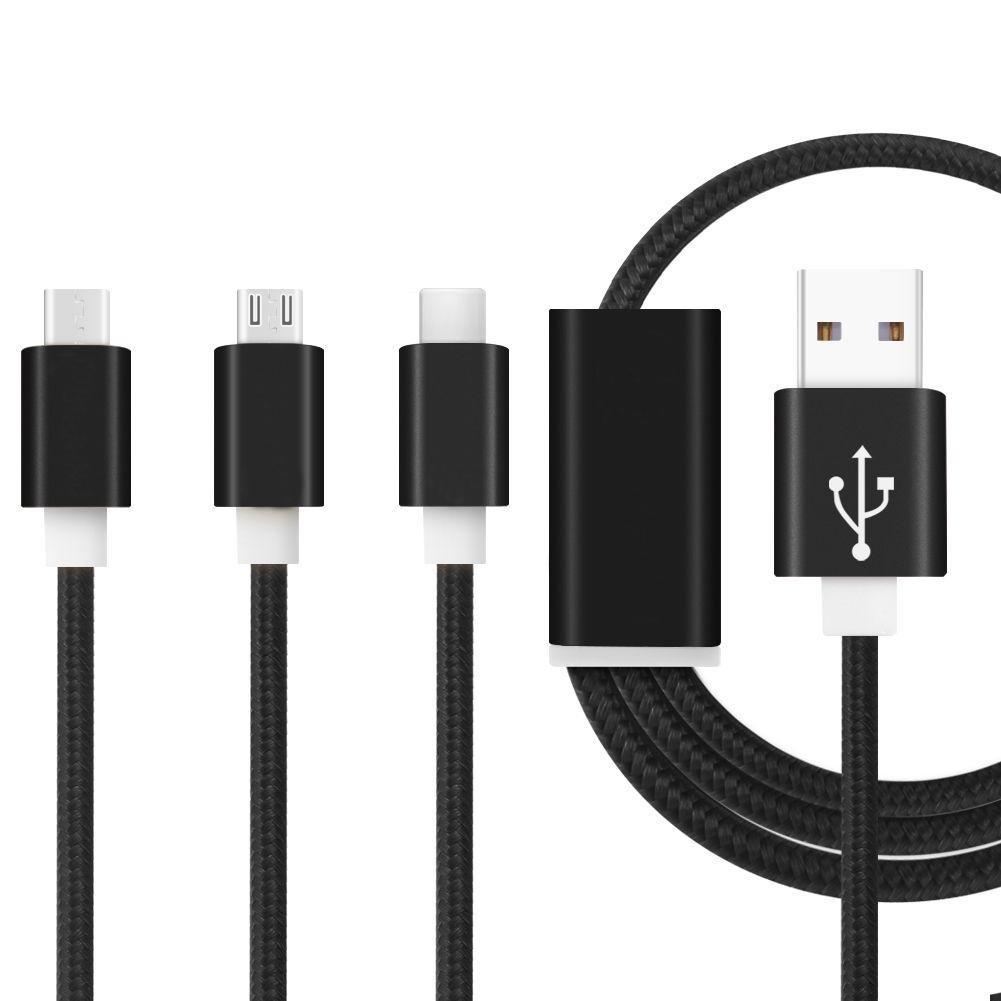 USB 3-в-1 Зарядный кабель Micro Type-C Кабель для синхронизации данных Для iPhone 5 6 7plus Android