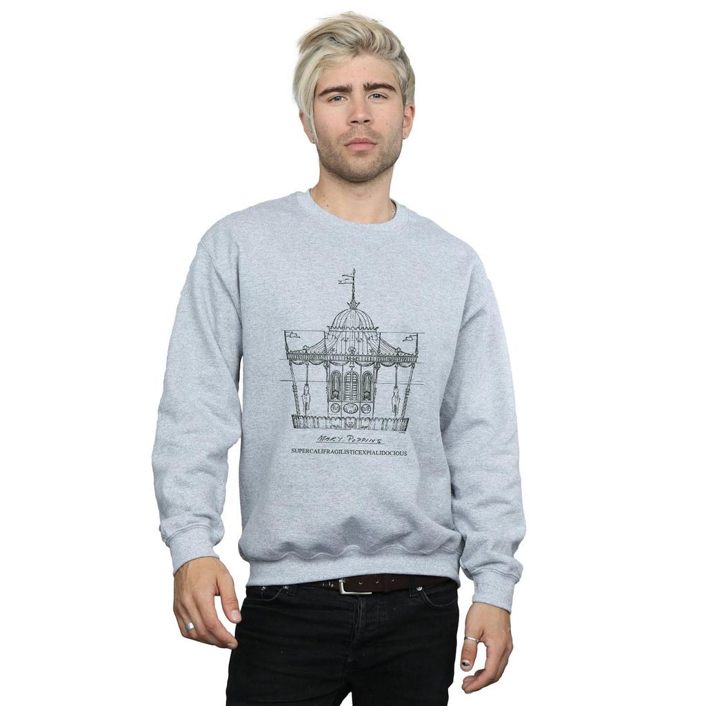 Disney Mens Mary Poppins Carousel Sketch Sweatshirt