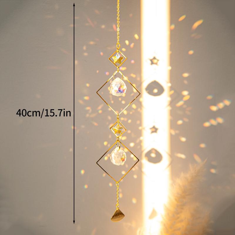Crystal Suncatcher Crystal Wind Chimes Garden Rainbow Sun Catcher Garden Hanging Pendant Window Wind Music Home Garden Decor