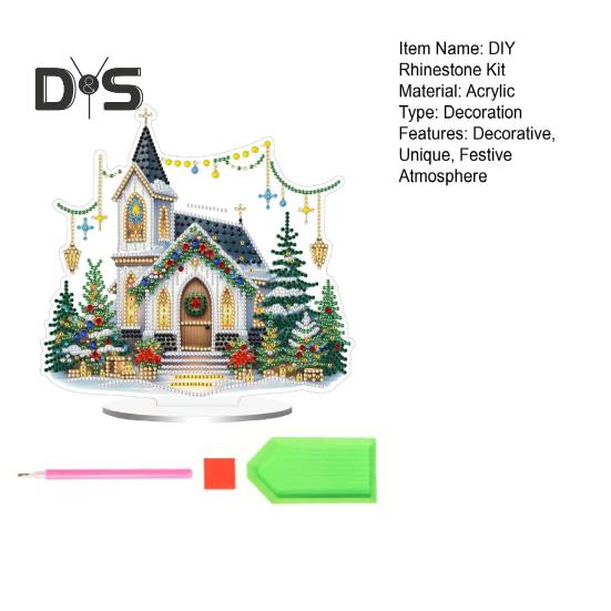 Рождественский набор для самостоятельной росписи стразами в деревенском доме, картина из искусственных бриллиантов, украшение для стола для домашнего декора