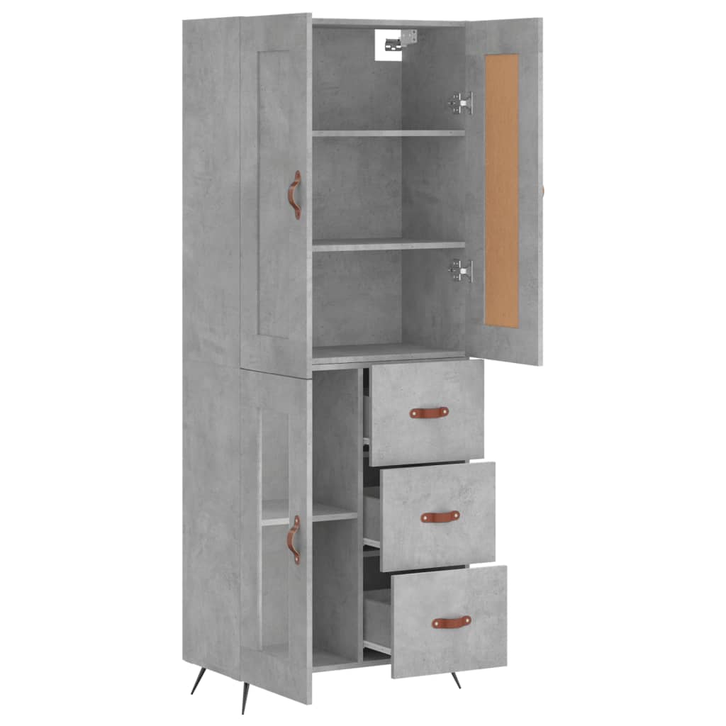 Vidaxl Witrynka, Szarość Betonu 69,5X34X180 Cm Materiał Drewnopochodny