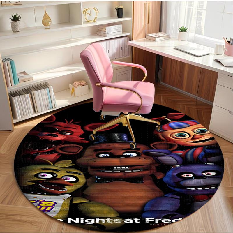 Five Nights at Freddy's Print Round Rug, Washable Floor Carpet, For Entryway Dorm Laundry Room Office Study, Home Decor Birthday Christmas Gift