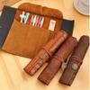 Creative Treasure Map Storage Pen Case, Simple Retro Faux Leather Large-capacity Pen Roll Case, Home & School Office Supplies.