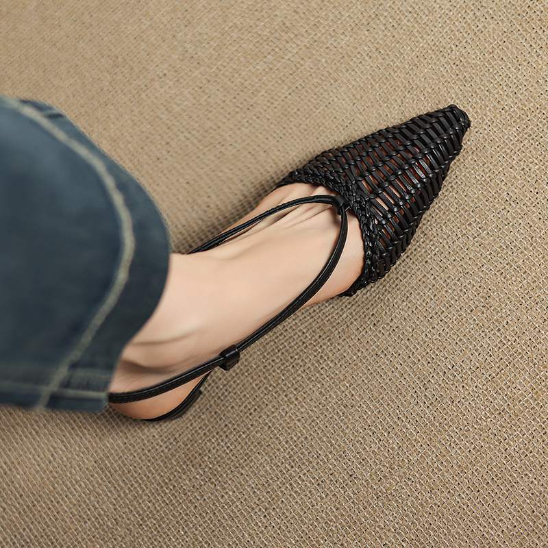 Krazing Pot Соломенные плетеные мюли летние размер 42 золотистого цвета на толстом низком каблуке женские сандалии с острым носком