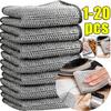 20/5pcs Thickened Steel Wire Cleaning Cloth Non-Scratch Iron Microfiber Mesh Dishrag Washing Pot Rags Kitchen Towel Reusable