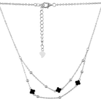 Серебряное колье с натуральным ониксом (2128861)
