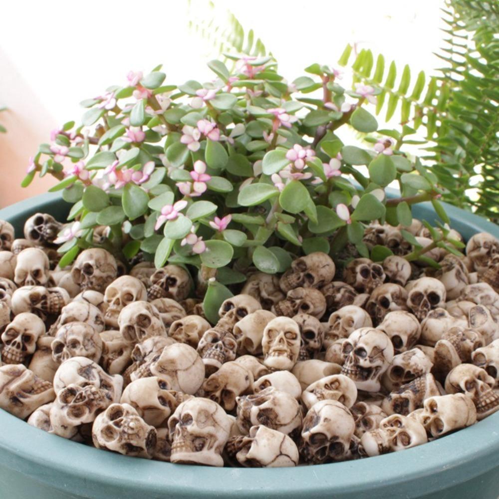 20pcs Decoration Props Mini Skulls Flowerpot Decor Skull Rocks Small Skeleton Head  Halloween