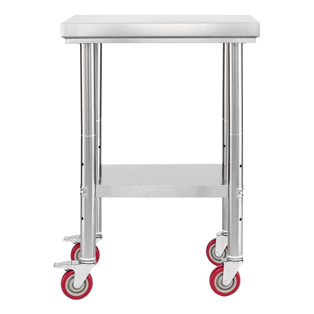Stainless Steel Table, 61 x 45 cm Food Prep Worktable with Wheels, Kitchen Prep Table with Adjustable Undershelf Workstations for Commercial Kitchen,