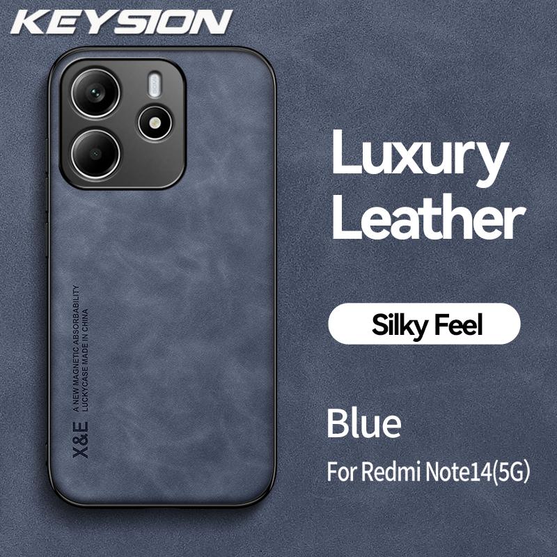 KEYSION Роскошный ретро чехол из ПУ кожи для Redmi Note 14 4G 14 Pro 5G Силикон+ПК Ударопрочный чехол для телефона для Redmi Note 14 Pro+ 5G
