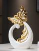 Luxury Golden Butterflies Rise Water Ceramic Ornaments Home room Bookcase Figurines Decoraion Office Desktop Sculpture Crafts