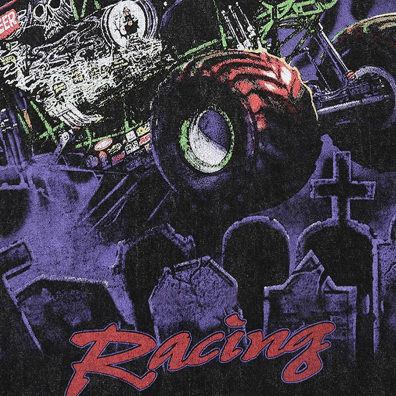 Уличная одежда, черная объемная толстовка унисекс с длинными рукавами и рисунком забавного монстра