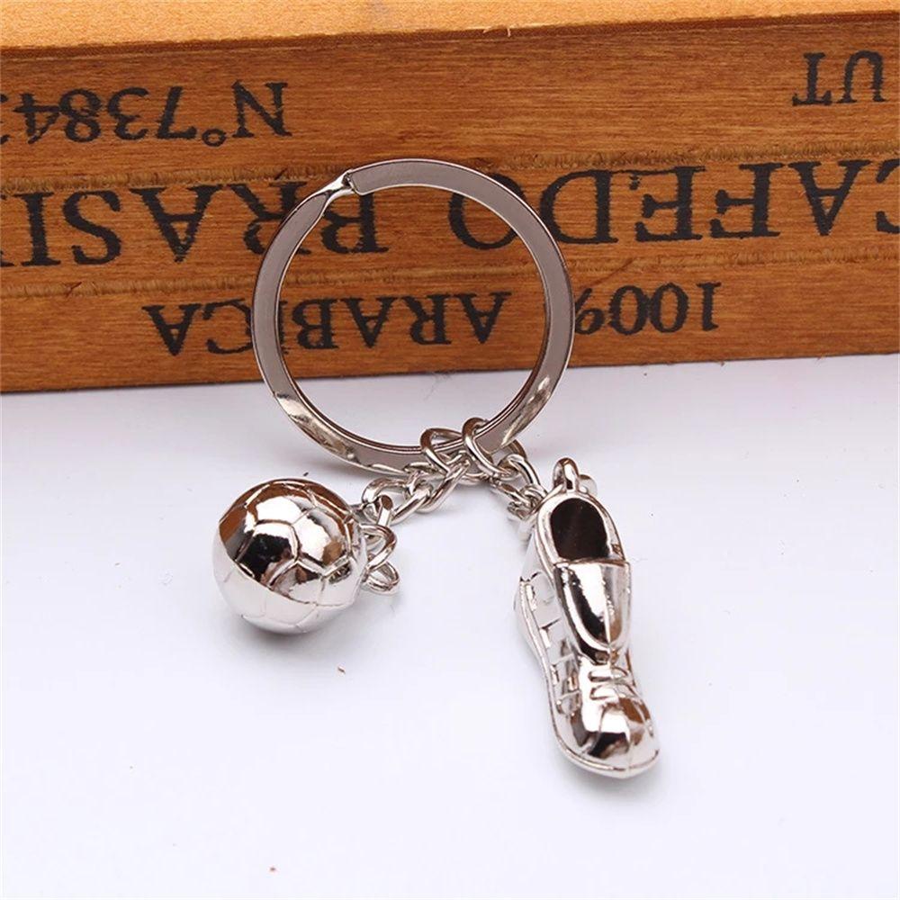 Steel Football Ball Sport Hanging Keychain Football Key Chain Metal Chain Soccer Shoes Key Rings