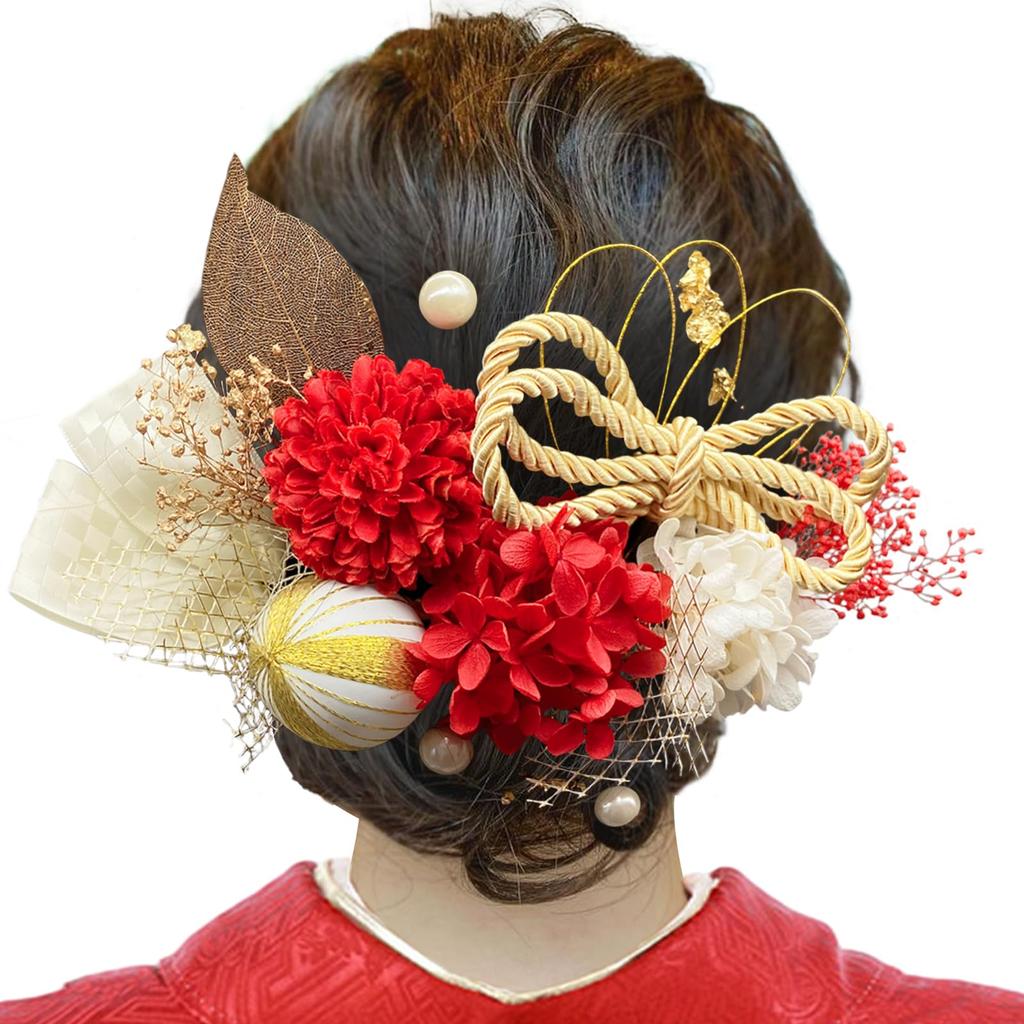 Baramoly Hair Ornament for and Preserved Dried Artificial Skeleton Braided Japanese and Gold Perfect for and Japanese Perfect for and Red Hair Clip