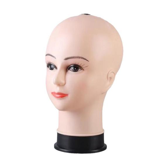 Bald Female Mannequin Head Professional Cosmetology for Wig Making Display Wigs Eyeglasses Hats Salon DIY Painting Display Holder