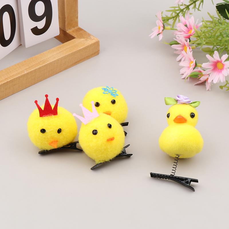 Милая флокированная маленькая желтая утка, плюшевая заколка для волос с животными, забавная весенняя клипса в виде утконоса, аксессуары, головной убор для детей