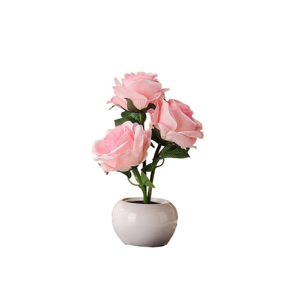 2/3 Flowers Flower Bonsai Night Light Soft Light Romantic Atmosphere Lamp LED Rose Table Lamp Gift