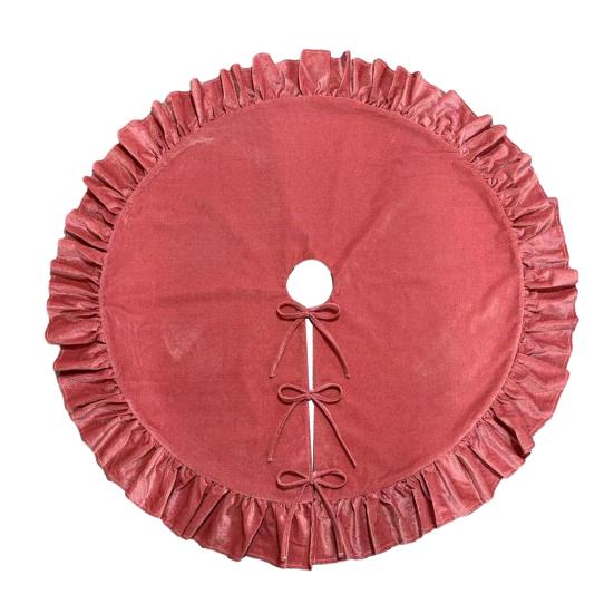 Yousheng Velvet Christmas Tree Skirt 48 Inch Ruffled Holiday Tree Skirt Rustic Xmas Tree Decoration Soft Festive Tree Apron for Cozy Celebrations