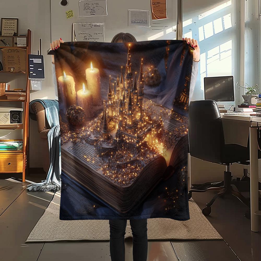 Glowing Books Print Flannel Blanket, High quality Comfortable for All Seasons, Home Decor, Warmth and Comfort