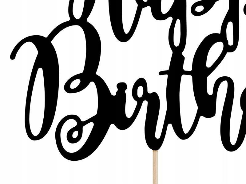 Happy Birthday Cake Topper Black, 22.5cm, 1pc