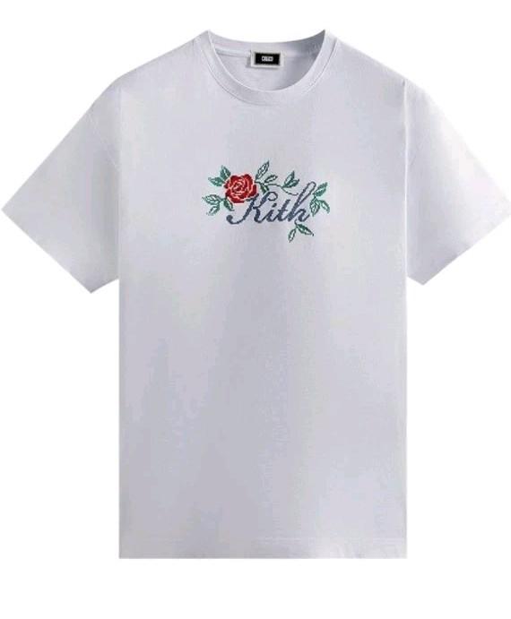 Kith Script Needlepoint Logo Tee (White) Rose Size L Floral T-Shirt Unisex T-Shirt