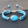 BLINGBAY женский браслет синий бирюзовый натуральный камень браслет ручной работы регулируемый браслет для пар ювелирные изделия в этническом стиле подарок для девочек