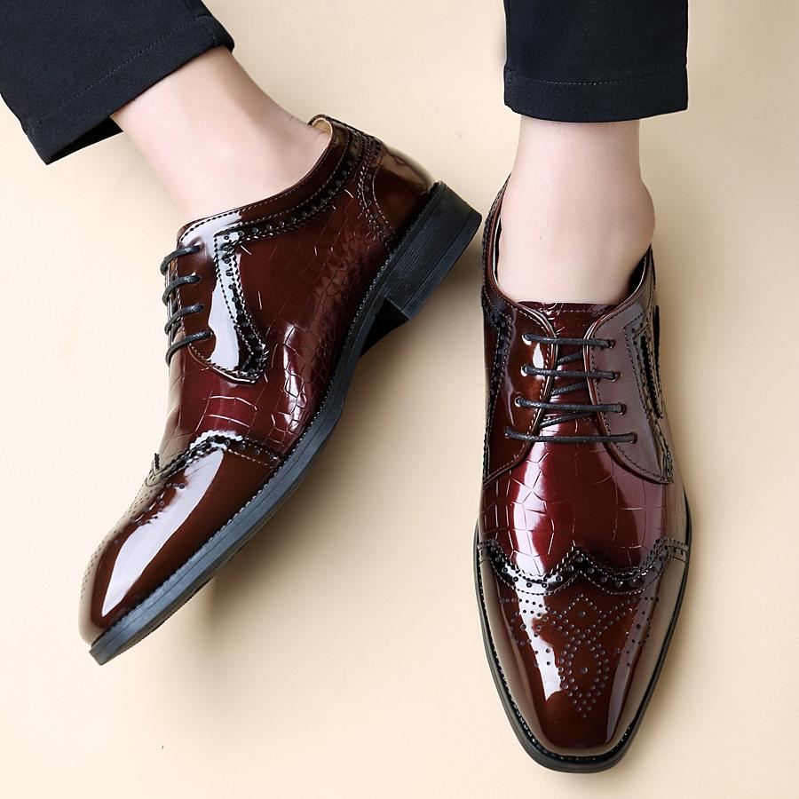 British Designer New Men's Brown Black Lace Up Brogues Oxford Shoes Male Luxury Formal Wedding Prom Dress Homecoming Footwear