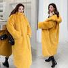 Autumn and Winter Thick Long Hooded Loose Over The Knee Coat Female Plush Coat