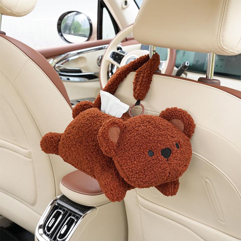 Plush Dog Car Tissue Box: Cute Hanging Cartoon for Car Interiors