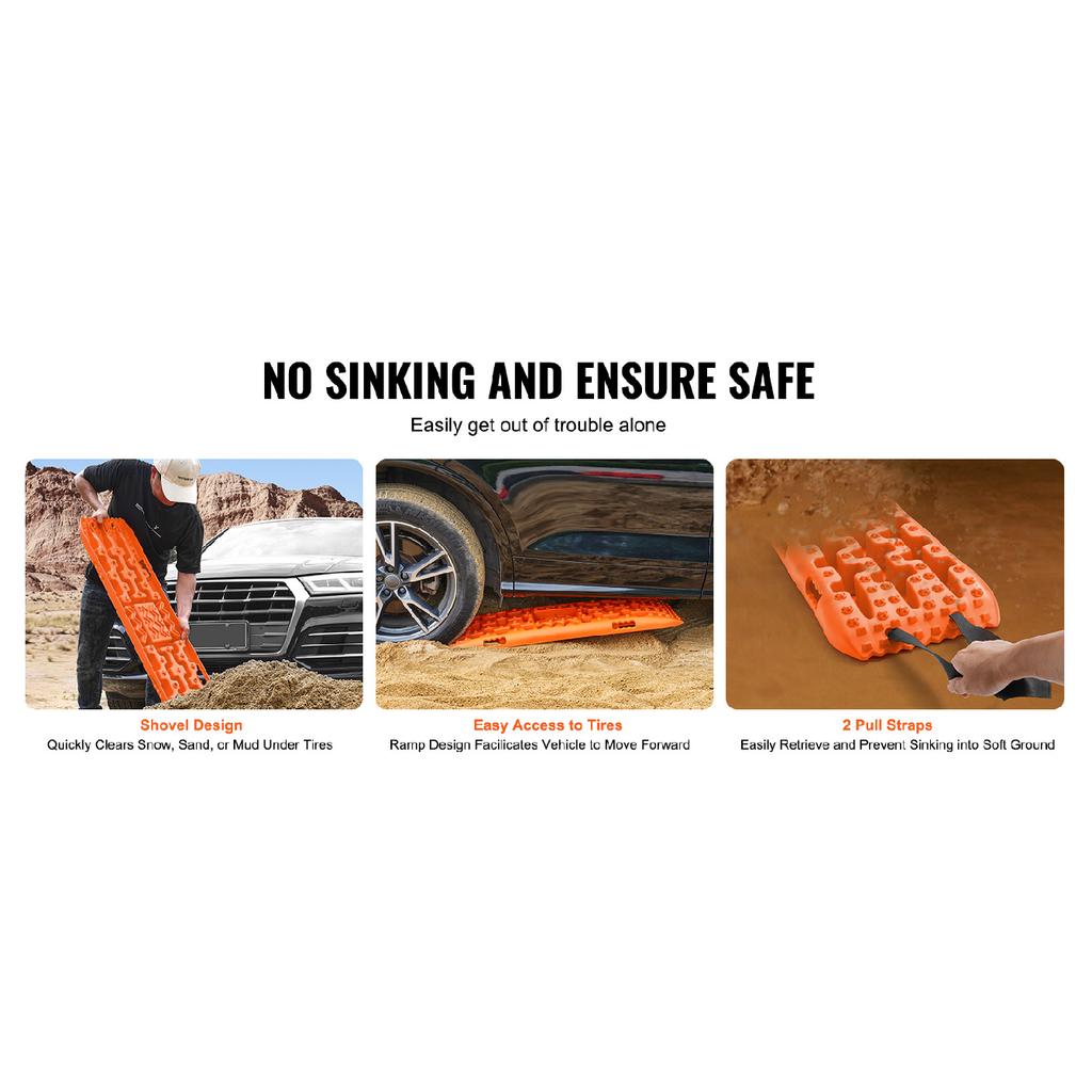 SucceBuy 10 TON Traction Boards with PP Material Recovery Boards for Off-road Vehicle Car Pickup SUV RV Pair Tire Traction Mats