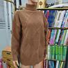 Модный длинный рукав однотонный свитер с высоким воротом женский осенне-зимний толстый теплый вязаный свитер женский повседневный винтажный свободный трикотаж 25145