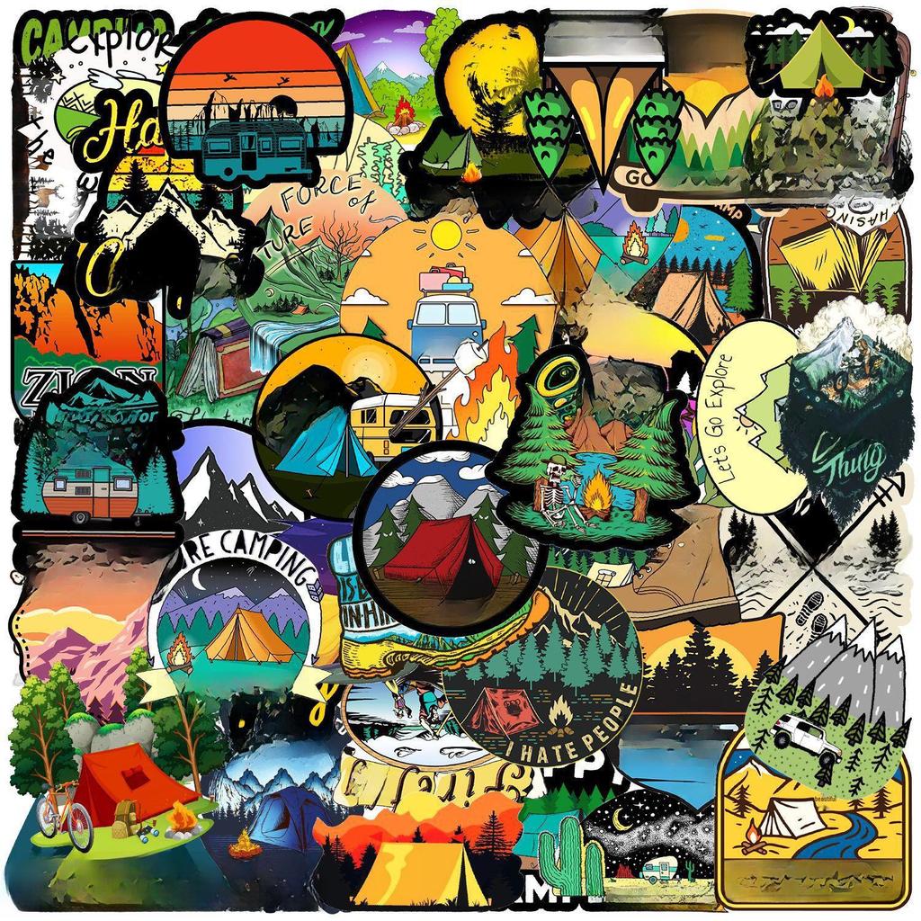50 шт. водонепроницаемых наклеек-граффити для кемпинга на открытом воздухе, автомобилей, телефонов, скейтбордов и стаканов для воды