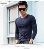 2019 Весна/Лето Мужская футболка Slim Fit с длинным рукавом и круглым вырезом