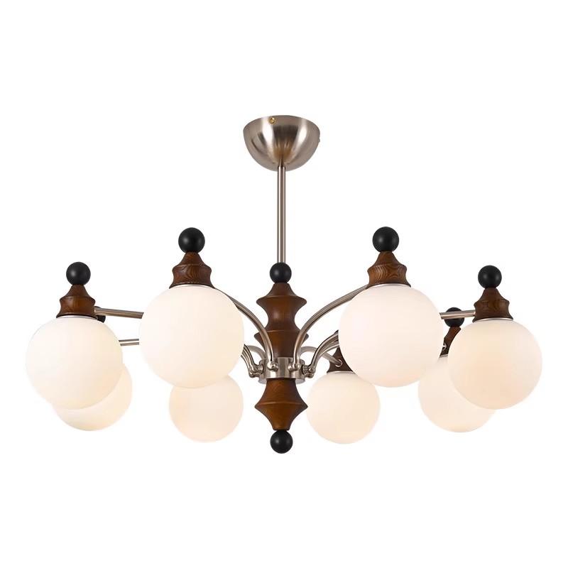 Люстра для спальни в американском стиле ретро, французский винтажный светильник из цельного дерева в дизайнерском стиле