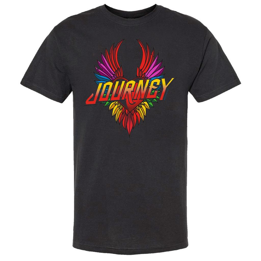 Men's Journey Heart Wings T-Shirt Mens Womens Tees Top Black