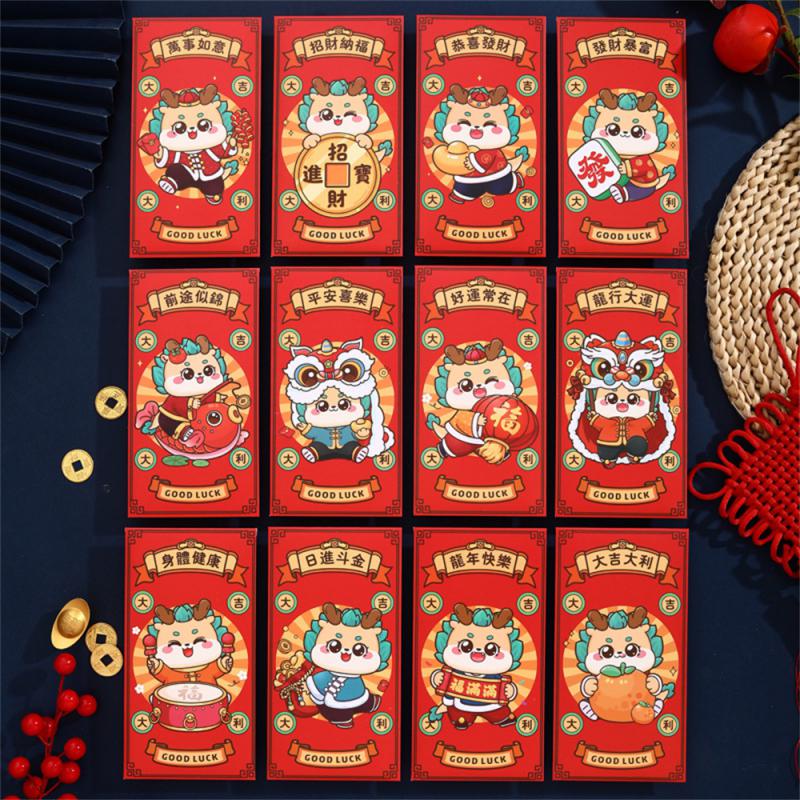 New Year Red Envelopes Creative And Fashion Year Of The Dragon Red Envelope Trend Cartoon Dragon Design Cartoon Red Envelope Bag