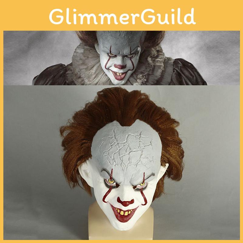 Аутентичная латексная маска Пеннивайза из «Оно» Стивена Кинга, идеально подходящая для косплей-мероприятий на Хэллоуин