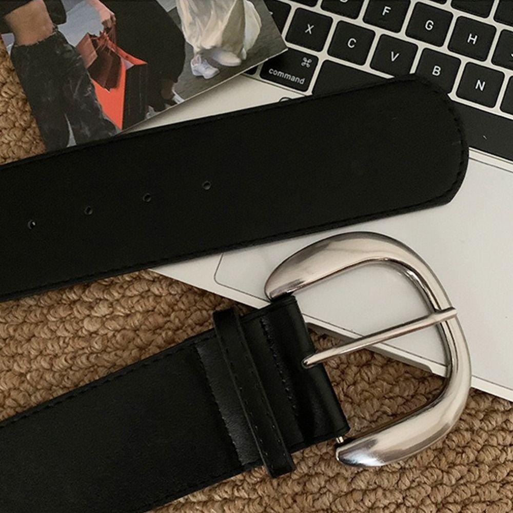 Minimalist Women's Belt Black White Brown Dress Jeans Belt Retro Wide Waist Belt  Daily