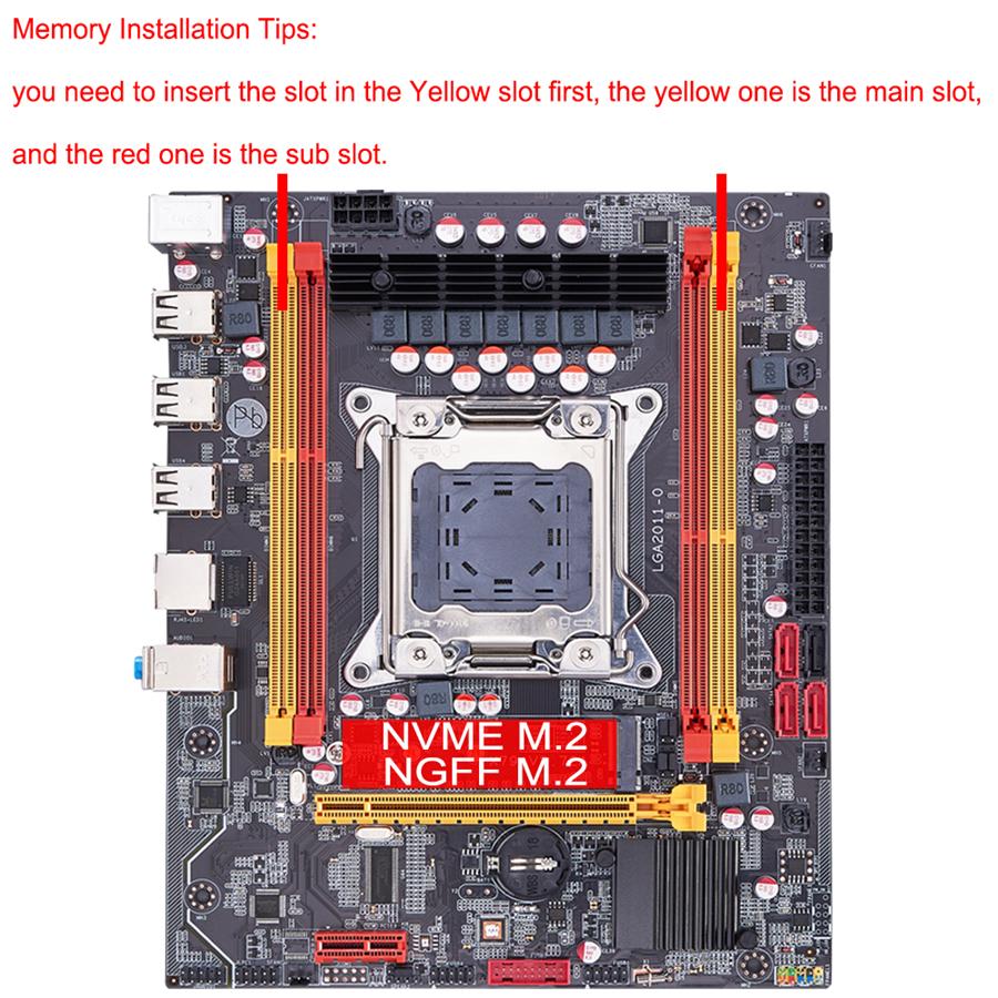 X79 Desktop Motherboard LGA 2011 Support Intel Xeon E5 V1&V2 Processor DDR3 ECC