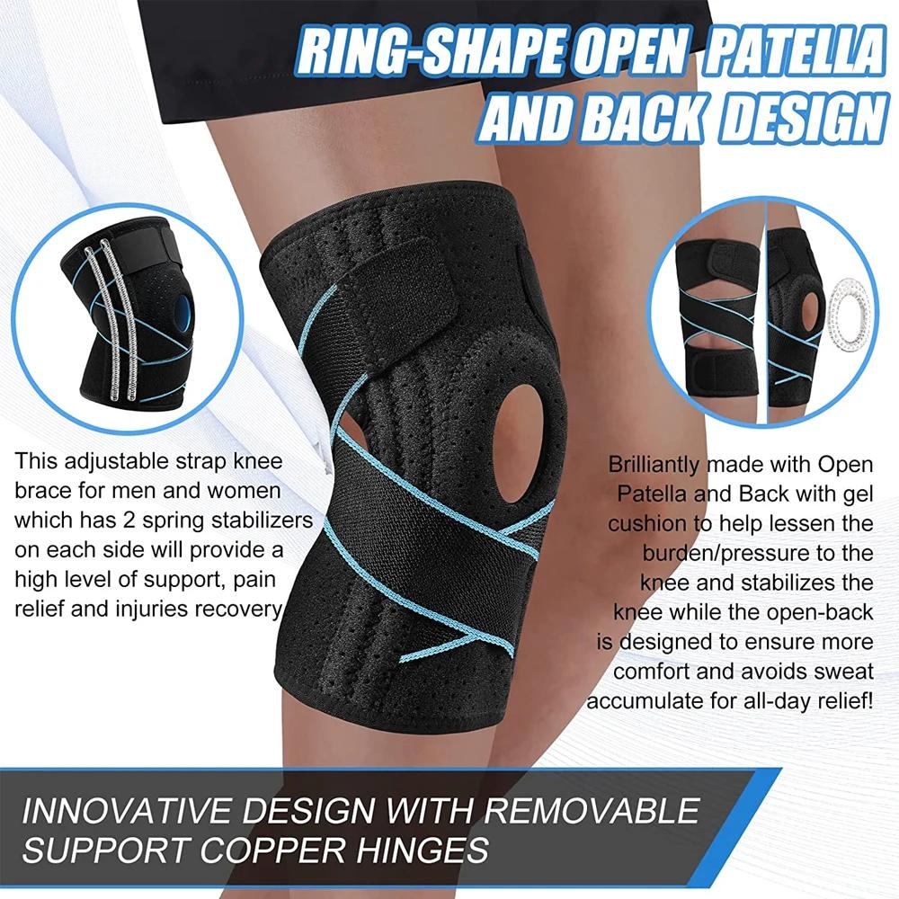 1Pcs Knee Braces for Knee Pain, Adjustable Knee Support with Patella Gel Pad,Side Stabilizers,Wrap for Sports