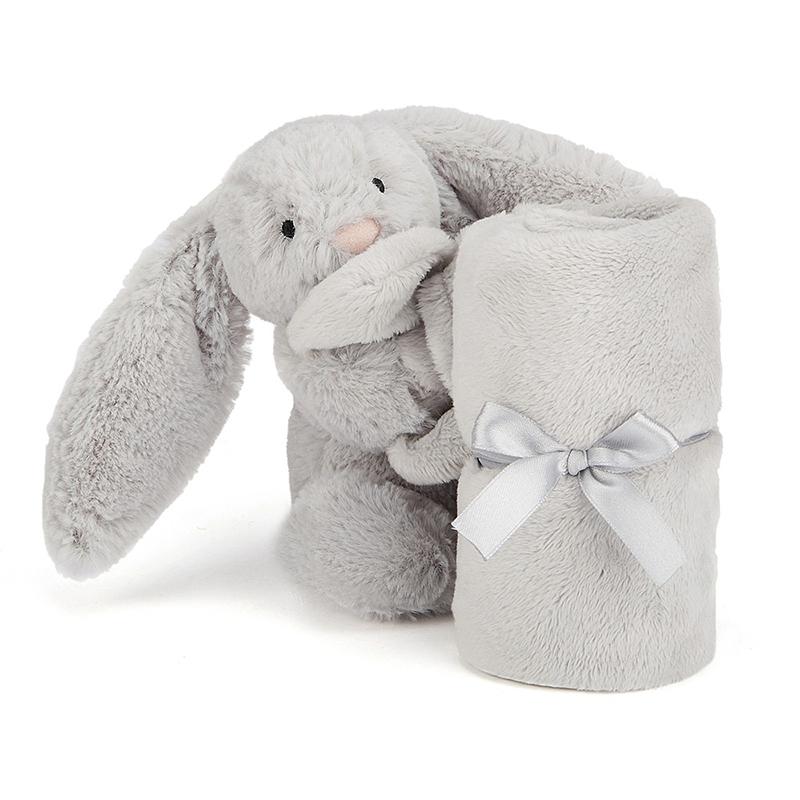 JELLYCAT Серия Кроликов Бонни Застенчивый Кролик Серебристый Успокаивающее Полотенце Кукла-Компаньон Плюшевая Кукла Высотой 34 см