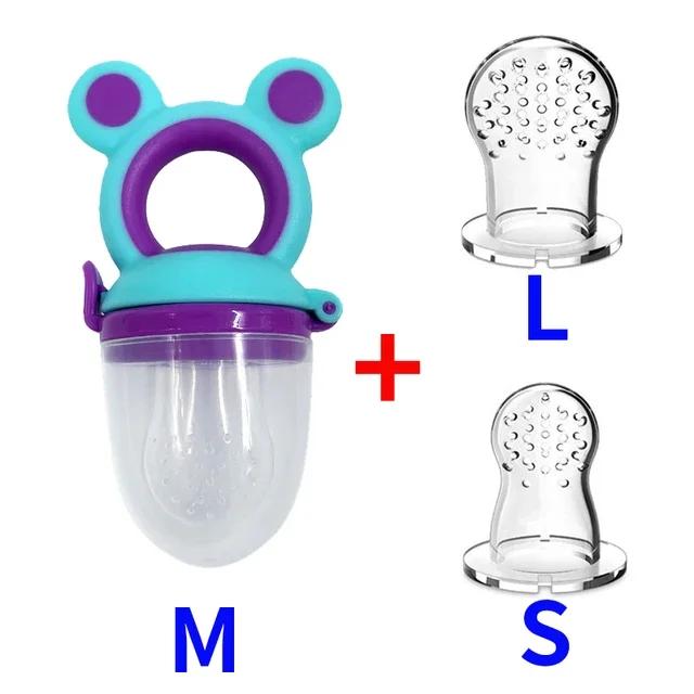 Silicone Baby Food Pacifier with Spoon Set Infant Food Vegetable Fruit Feeder Toddler Soft Spoons Kids Feeding Nipple Soother