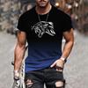 Летняя мужская футболка с рисунком животных 3D, мужская градиентная футболка с круглым вырезом, модная уличная одежда, повседневные топы с коротким рукавом, свободные футболки, одежда