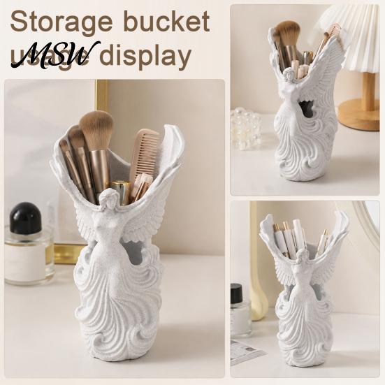 Creative Desktop Storage Cup 3D Printed Angel Wings Vase & Pen Holder, Sculpture Modern Home Decor Ornament Decor, Multi?Functional Dry Flower Vase,