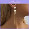 Длинные Стильные Жемчужные Серьги Для Женщин Модные Геометрические Цепочки-Подвески