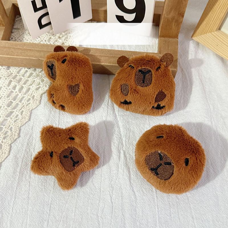 Милая капибара, плюшевая кукла, брошь, пушистая, мягкая, набивная одежда, значок, булавки, украшения для рюкзака, аксессуары