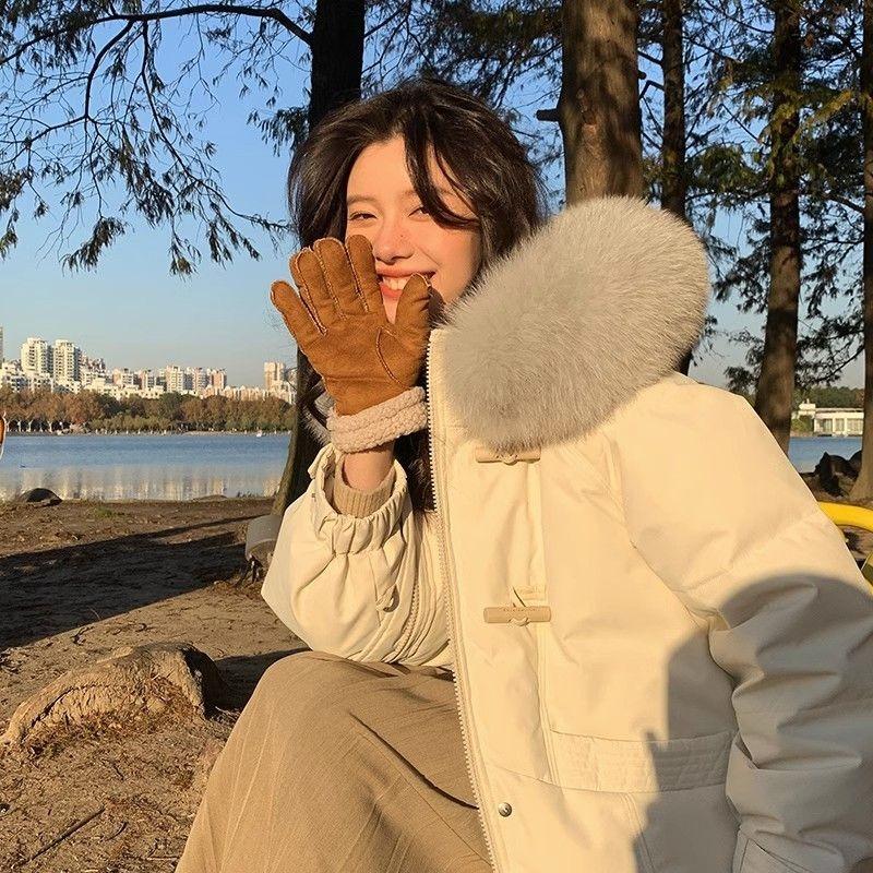 Одежда из хлопка для женщин, средней длины, выше колена, новая мода, меховой воротник, дизайн, Feeling Niche, толстое зимнее пальто